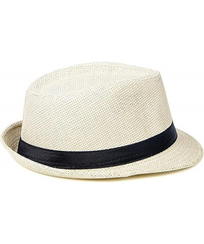 Men's Summer Cowboy Hat Panama Casual Straw Hat Beach Sun Hat Fedora Beige One Size $13.19 Fedoras