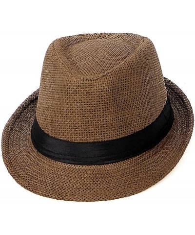 Men's Summer Cowboy Hat Panama Casual Straw Hat Beach Sun Hat Fedora Beige One Size $13.19 Fedoras