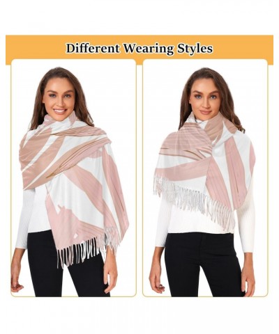 Women Shawl Pashmina Wraps for Evening Dress Artistic Pink Leaves Print, Soft Winter Warm Scarf with Tassels $12.90 Scarves