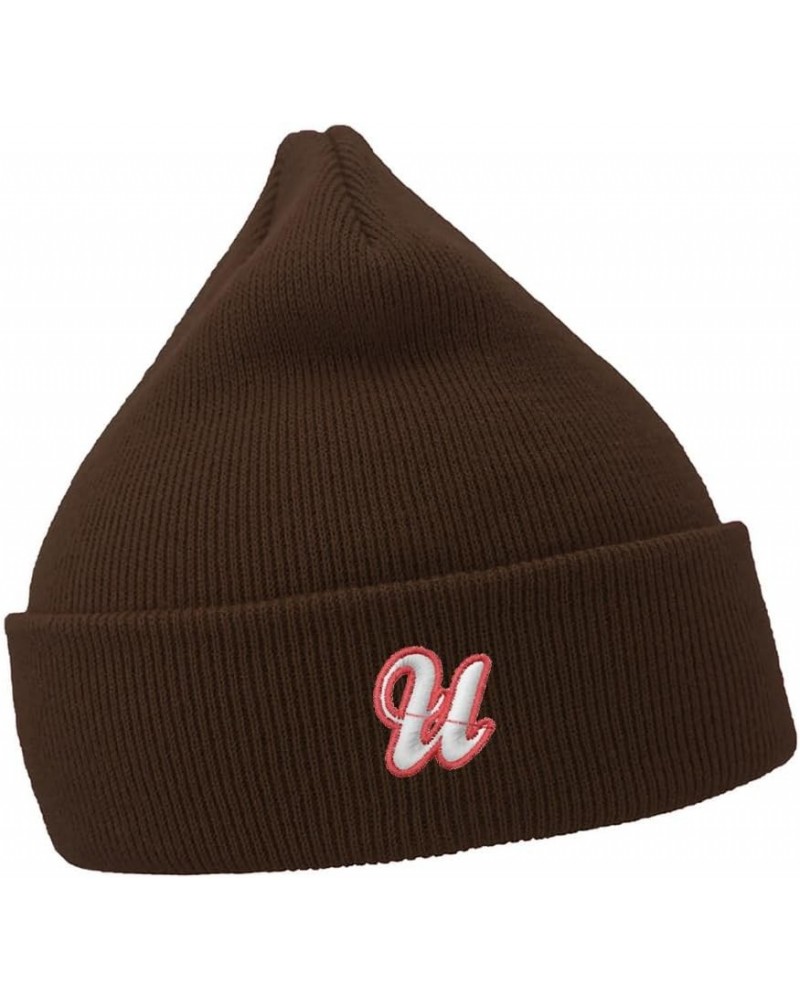 Mens Beanie Hats Baseball Letter U Embroidered Casual Knit Hats for Women Winter Coffee $14.15 Skullies & Beanies