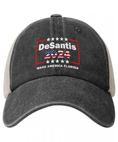 Make America Florida, Desantis 2024 Cowboy Hat Men Vintage Mesh Baseball Cap Women Dad Hat Sun Hat Trucker Hat Black Black $1...