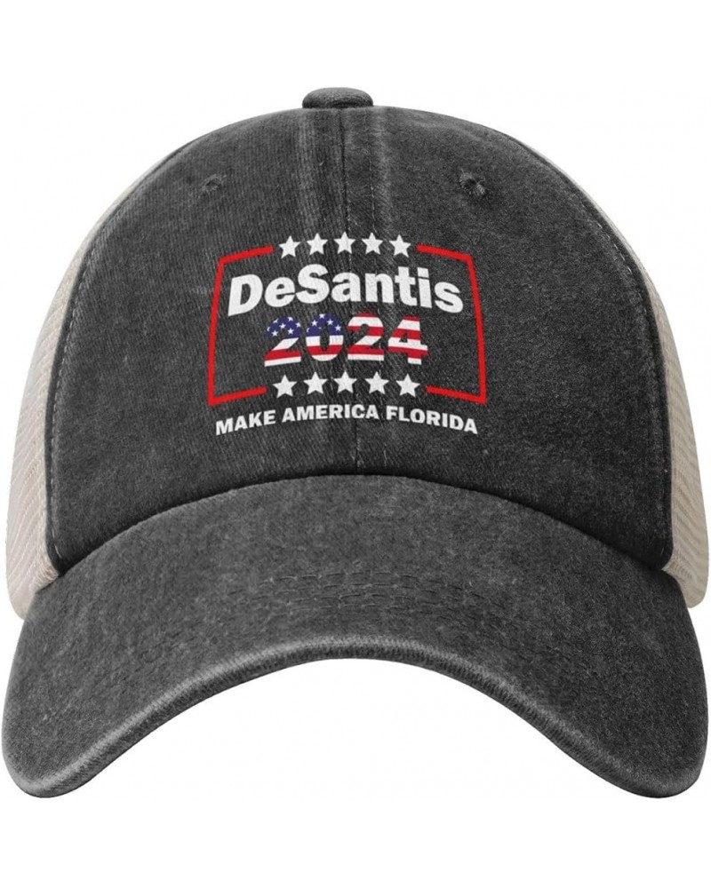 Make America Florida, Desantis 2024 Cowboy Hat Men Vintage Mesh Baseball Cap Women Dad Hat Sun Hat Trucker Hat Black Black $1...