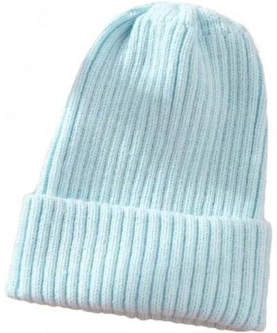 Women Beanie Autumn Winter Men Boys Girls Crochet Skullies Hat Solid Unisex Knitted Caps Wild Accessories Light Blue $11.48 S...