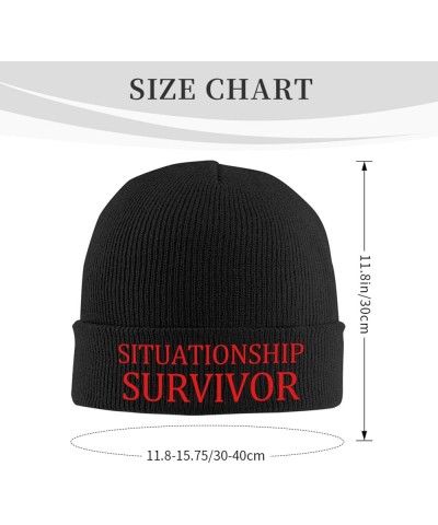 Slouchy Beanie for Men,Situationship Survivor Knit Skull Cap Warm Winter Hat Cuffed Plain Hat Black $10.49 Skullies & Beanies