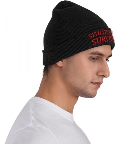 Slouchy Beanie for Men,Situationship Survivor Knit Skull Cap Warm Winter Hat Cuffed Plain Hat Black $10.49 Skullies & Beanies