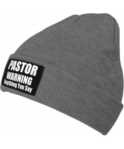 Pastor Warning Anything You Say Funny Winter Warm Knitted Beanie Cap Forwomen Deep Heather $10.67 Skullies & Beanies