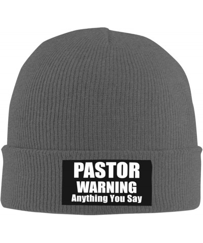 Pastor Warning Anything You Say Funny Winter Warm Knitted Beanie Cap Forwomen Deep Heather $10.67 Skullies & Beanies