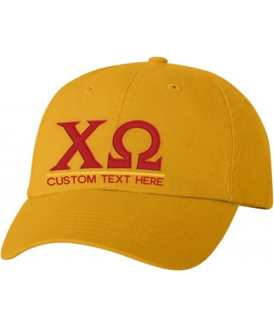 Personalized Chi Omega Chi O Greek Line Hat Gold $17.04 Skullies & Beanies