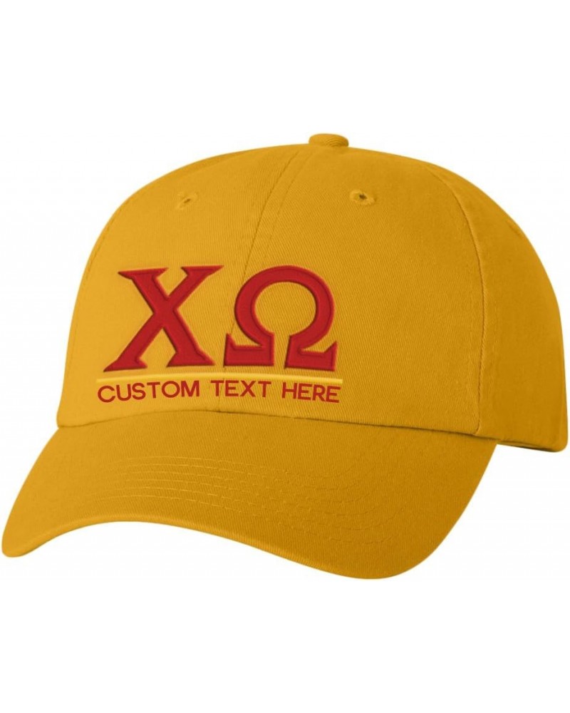 Personalized Chi Omega Chi O Greek Line Hat Gold $17.04 Skullies & Beanies