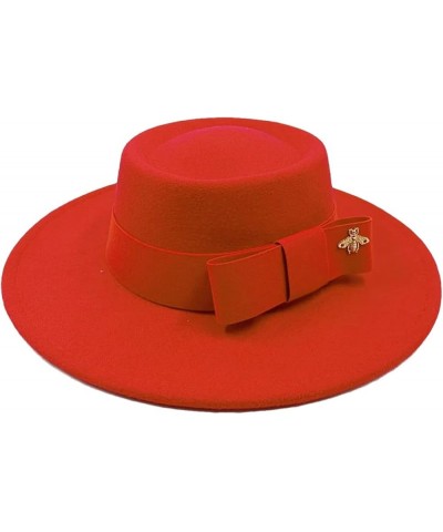 Men's and Women's Winter Fedora Hat Round Bumpy Surface Flat Top Bow Tie Elastic Band Jazz Hat 14 $20.33 Fedoras