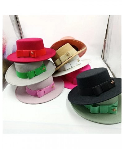 Men's and Women's Winter Fedora Hat Round Bumpy Surface Flat Top Bow Tie Elastic Band Jazz Hat 14 $20.33 Fedoras