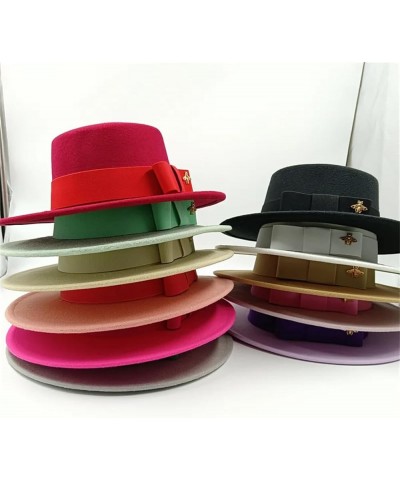 Men's and Women's Winter Fedora Hat Round Bumpy Surface Flat Top Bow Tie Elastic Band Jazz Hat 14 $20.33 Fedoras