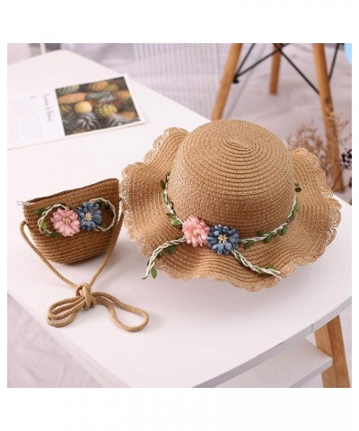 Little Girls Summer Hat Bag Set Flower Hats with Pocket Shoulder Bag Summer Kids Sun Hats Independence Day Birthday Khaki $6....