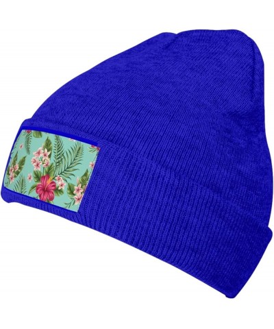 Hawaiian Tropical Leaves Flowers Print Leisure Knitted Hat Warm Hat for Men Women & Kids& Elastic Daily Hat Beanie Cap Blue $...