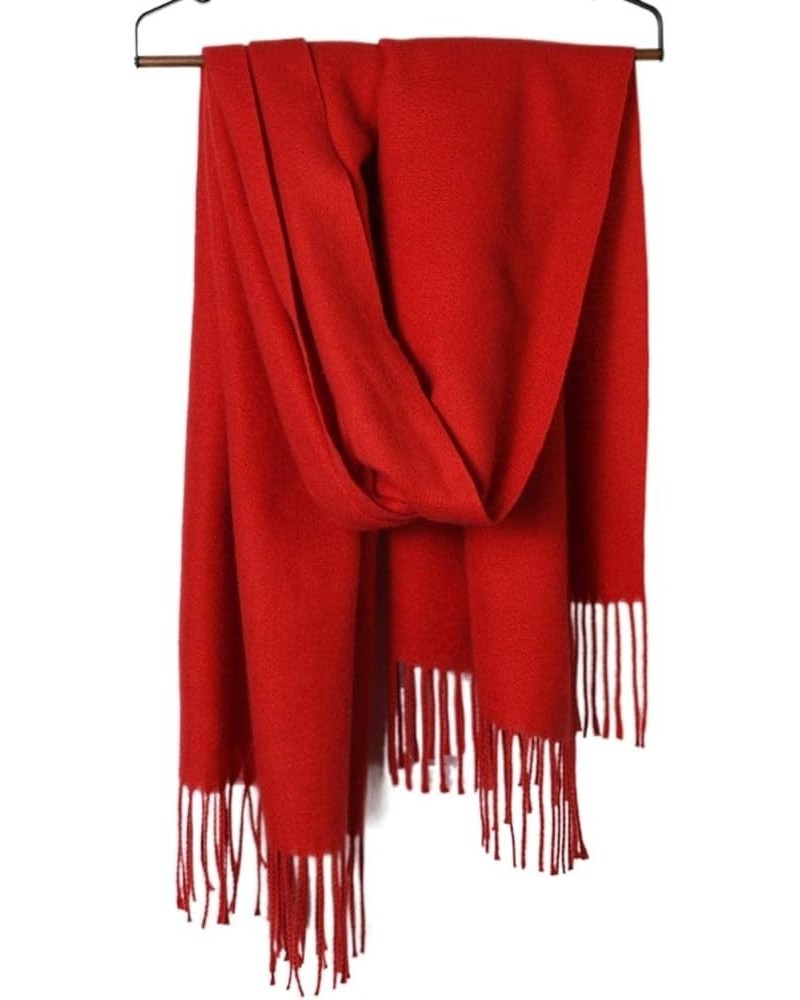 Cashmere-Like Solid Color Scarf, Simple Thick Tassel Shawl, Fashionable and Versatile, Soft and Comfortable Hong 70-200 $10.4...