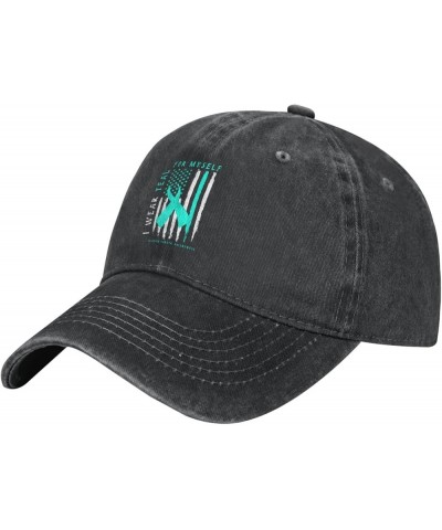 I Wear Teal for Myself Ovarian Cancer Awareness Unisex Baseball Cap Black $11.12 Baseball Caps