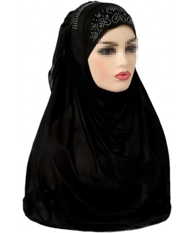 Women Fashion Muslim Hijab Islamic Scarf Shawl Headscarf Hat Pull On Wrap Ramadan Hijab Black $14.91 Scarves