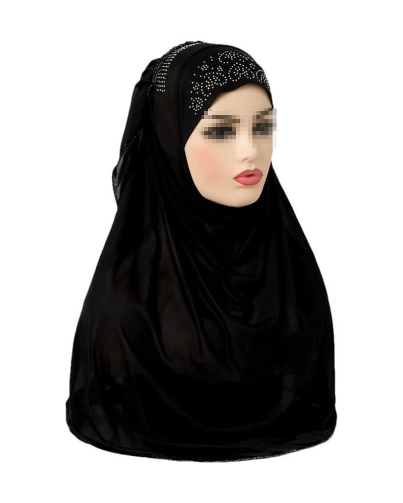 Women Fashion Muslim Hijab Islamic Scarf Shawl Headscarf Hat Pull On Wrap Ramadan Hijab Black $14.91 Scarves