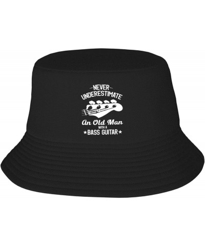 Never Underestimate an Old Man A Guitar Bucket Hat for Men Travel Sun Hat Balck Packable Fishing Hat Black $9.86 Bucket Hats