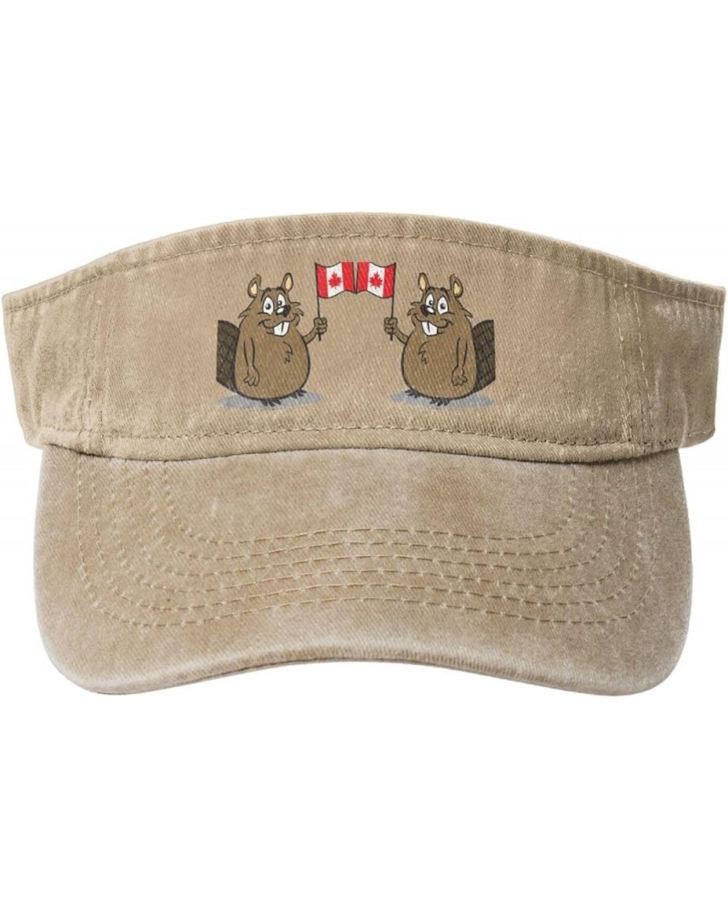 Beaver Visors for Women Mens Sun Visor Hats Sports Outdoor Tennis Running Adjustable Beach Cap Natural $11.00 Visors