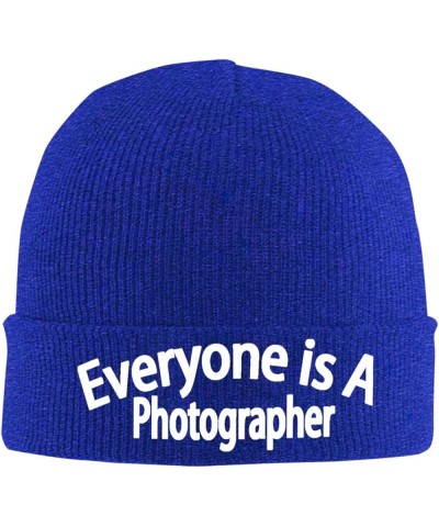 Everyone is A Photographer Classic Warm Winter Hats Unisex Knit Beanie Cap Cuffed Plain Skull Knit Hat Blue $9.28 Skullies & ...