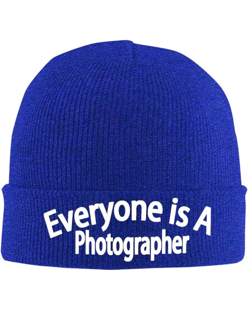 Everyone is A Photographer Classic Warm Winter Hats Unisex Knit Beanie Cap Cuffed Plain Skull Knit Hat Blue $9.28 Skullies & ...