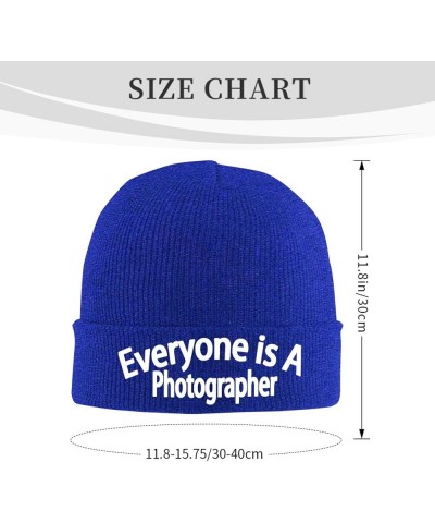 Everyone is A Photographer Classic Warm Winter Hats Unisex Knit Beanie Cap Cuffed Plain Skull Knit Hat Blue $9.28 Skullies & ...