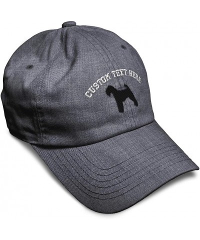 Custom Soft Baseball Cap Welsh Terrier Silhouette Embroidery Dogs Twill Cotton Dad Hats for Men & Women Dark Denim Personaliz...