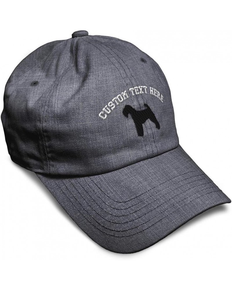 Custom Soft Baseball Cap Welsh Terrier Silhouette Embroidery Dogs Twill Cotton Dad Hats for Men & Women Dark Denim Personaliz...