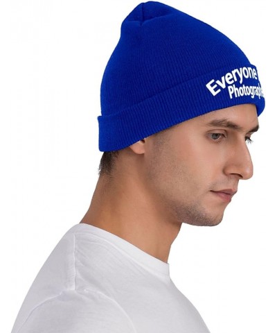 Everyone is A Photographer Classic Warm Winter Hats Unisex Knit Beanie Cap Cuffed Plain Skull Knit Hat Blue $9.28 Skullies & ...