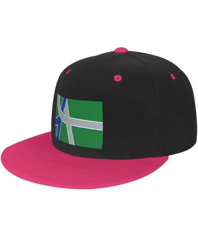 Flag of Albany, Oregon Baseball Cap for Men Women Snapback Hat Adjustable Flat Bill Hats Pink $10.38 Baseball Caps