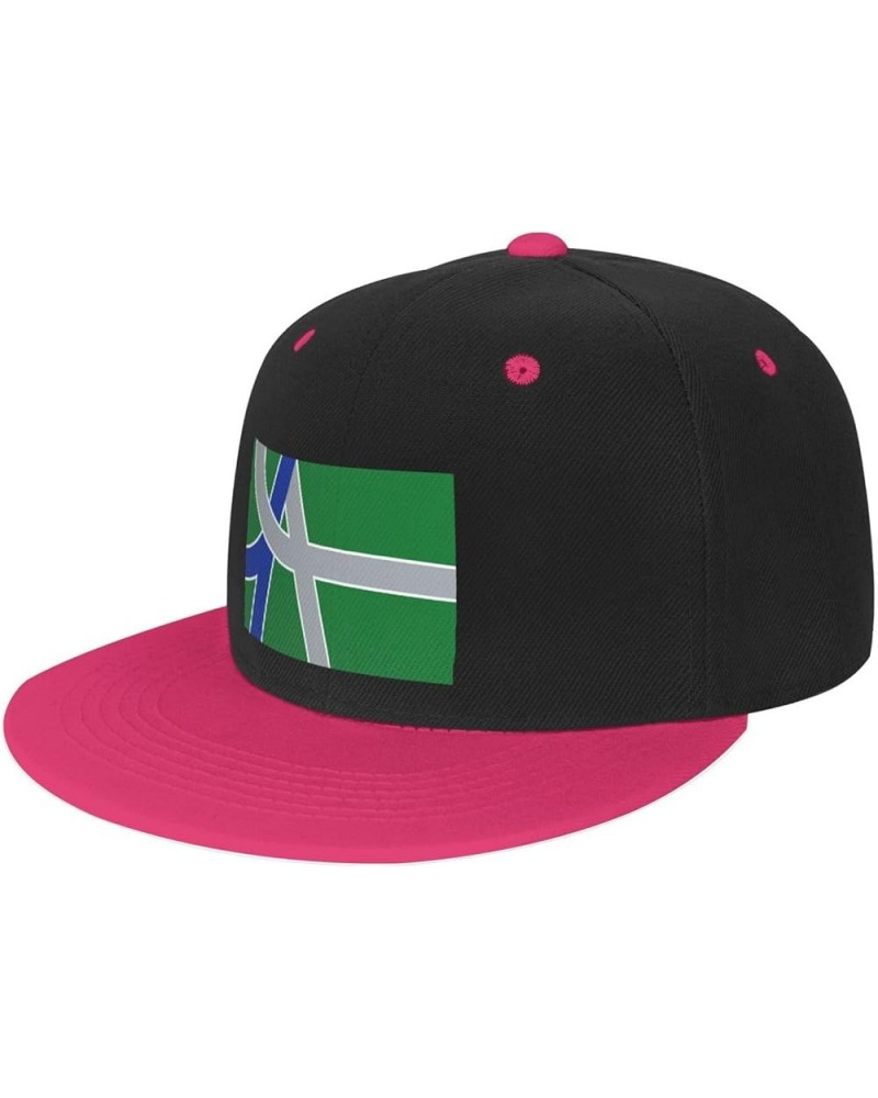 Flag of Albany, Oregon Baseball Cap for Men Women Snapback Hat Adjustable Flat Bill Hats Pink $10.38 Baseball Caps