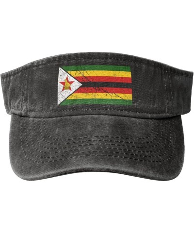 Flag of Zimbabwe Texture Effect Sun Hat Sun Visor Hats for Women Men Baseball Cap Golf Hats Black $10.89 Sun Hats