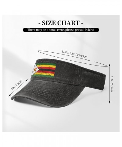 Flag of Zimbabwe Texture Effect Sun Hat Sun Visor Hats for Women Men Baseball Cap Golf Hats Black $10.89 Sun Hats