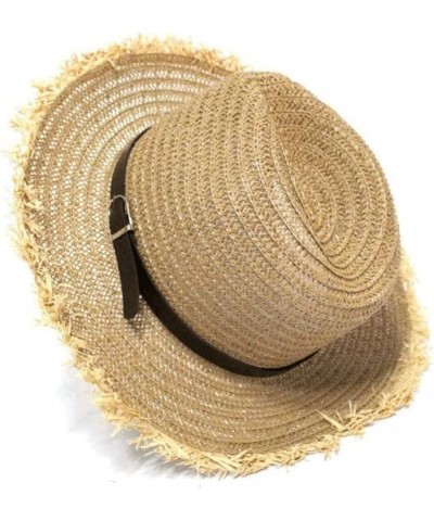 Women Straw Hat Panama Wide Brim Roll up Hat Fine Braid Fedora Summer Sun Hat with Wind Lanyard for Beach Travel (Color : B, ...