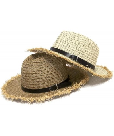 Women Straw Hat Panama Wide Brim Roll up Hat Fine Braid Fedora Summer Sun Hat with Wind Lanyard for Beach Travel (Color : B, ...