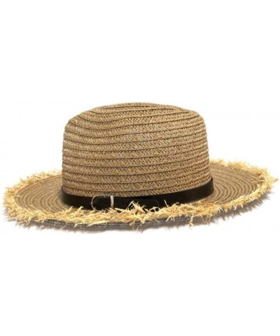 Women Straw Hat Panama Wide Brim Roll up Hat Fine Braid Fedora Summer Sun Hat with Wind Lanyard for Beach Travel (Color : B, ...