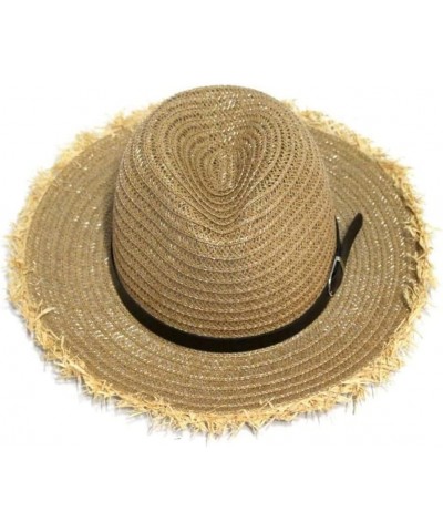 Women Straw Hat Panama Wide Brim Roll up Hat Fine Braid Fedora Summer Sun Hat with Wind Lanyard for Beach Travel (Color : B, ...