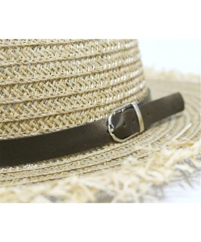 Women Straw Hat Panama Wide Brim Roll up Hat Fine Braid Fedora Summer Sun Hat with Wind Lanyard for Beach Travel (Color : B, ...