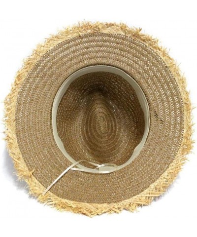 Women Straw Hat Panama Wide Brim Roll up Hat Fine Braid Fedora Summer Sun Hat with Wind Lanyard for Beach Travel (Color : B, ...