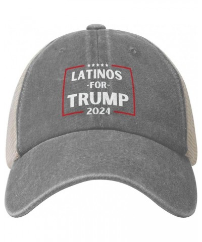 Latinos for Trump 2024 Donald Trump 2024 Cowboy Hat Vintage Mesh Baseball Cap Women Trucker Hat Men Dad Hat Black Gray $10.96...