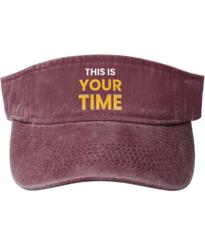 This is Your Time Sun Visor Hats for Women Men Sun Hat Cotton Golf Hat Vintage Baseball Cap Red $10.34 Visors