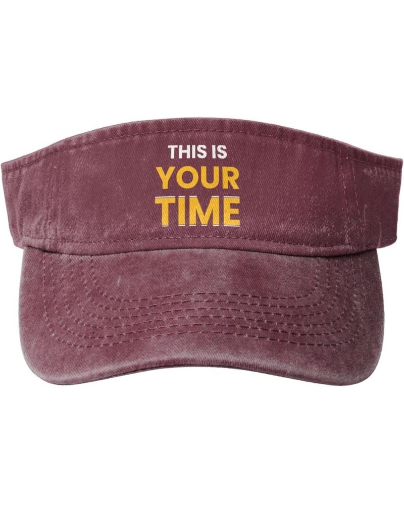 This is Your Time Sun Visor Hats for Women Men Sun Hat Cotton Golf Hat Vintage Baseball Cap Red $10.34 Visors