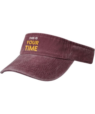 This is Your Time Sun Visor Hats for Women Men Sun Hat Cotton Golf Hat Vintage Baseball Cap Red $10.34 Visors