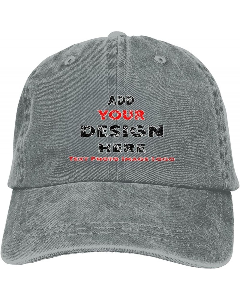 Custom Hat Add Your Text Photo Name Unisex Custom Cowboy Hat Classic Personalized Baseball Cap Sun Hat Gray $10.01 Baseball Caps