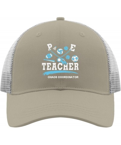 Pee Teacher Chaoss Coordinators Trucker Cap Funny Gym Hat for Mens Cool Hat Breathable Sun Cap Apricot $10.19 Visors