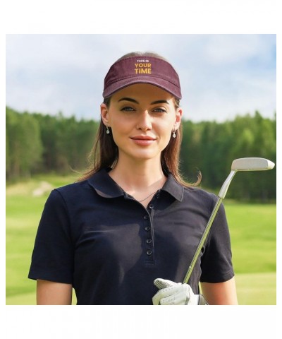 This is Your Time Sun Visor Hats for Women Men Sun Hat Cotton Golf Hat Vintage Baseball Cap Red $10.34 Visors