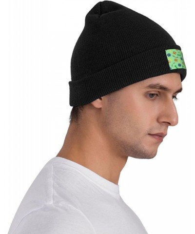 Beanie Hat for Women Men Green Dog Paws Ball Skiing Winter Warm Beanies Skull Cap $11.62 Skullies & Beanies