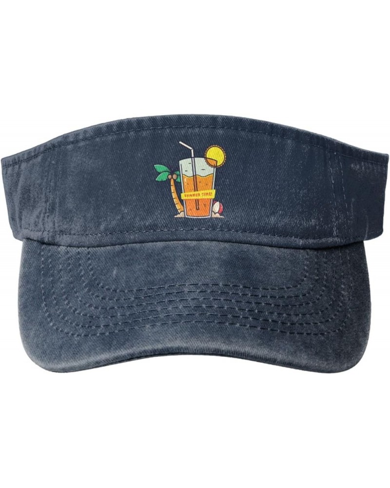 Summer Orange Juice Sun Hat Sun Visor Hats for Women Men Baseball Cap Golf Hats Navy Blue $11.84 Visors