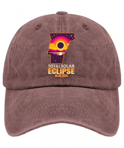 Total Solar Eclipse 04.08.2024 Cap Vermont Vintage Cotton Washed Baseball Caps Adjustable Dad Hat Wine Red $7.79 Baseball Caps